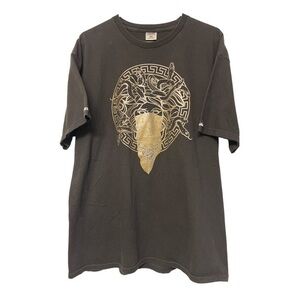 Crooks & Castles Bandana Black Gold Bandito Script Graphic Shirt Size XL EUC